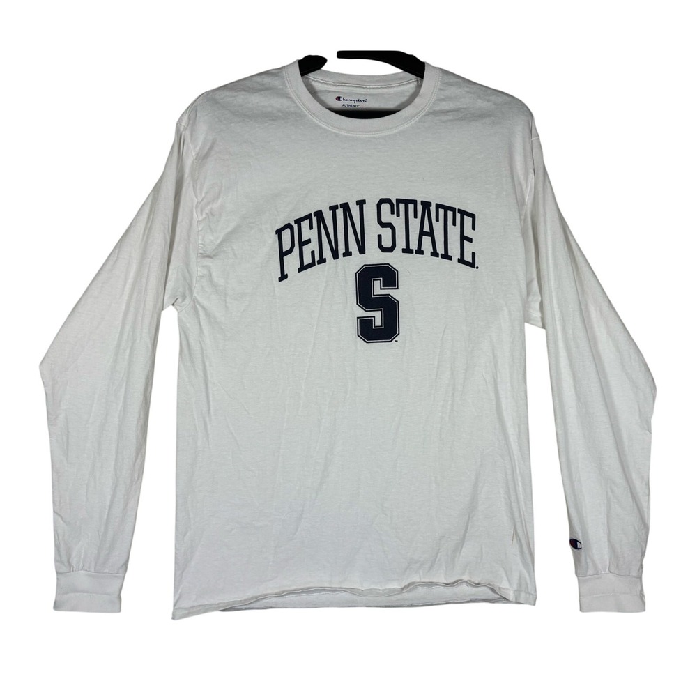 Champion Penn State Long Sleeve T-Shirt Mens White Navy Blue Collegiate Tee